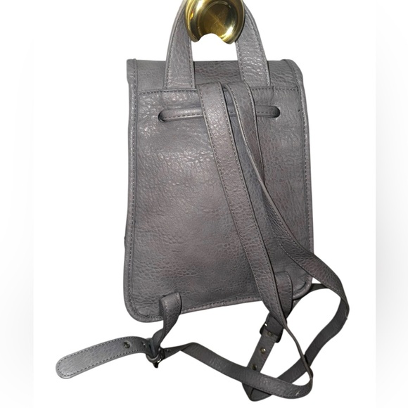 Free People gray pebbled  small Vegan leather  backpack - Picture 9 of 16